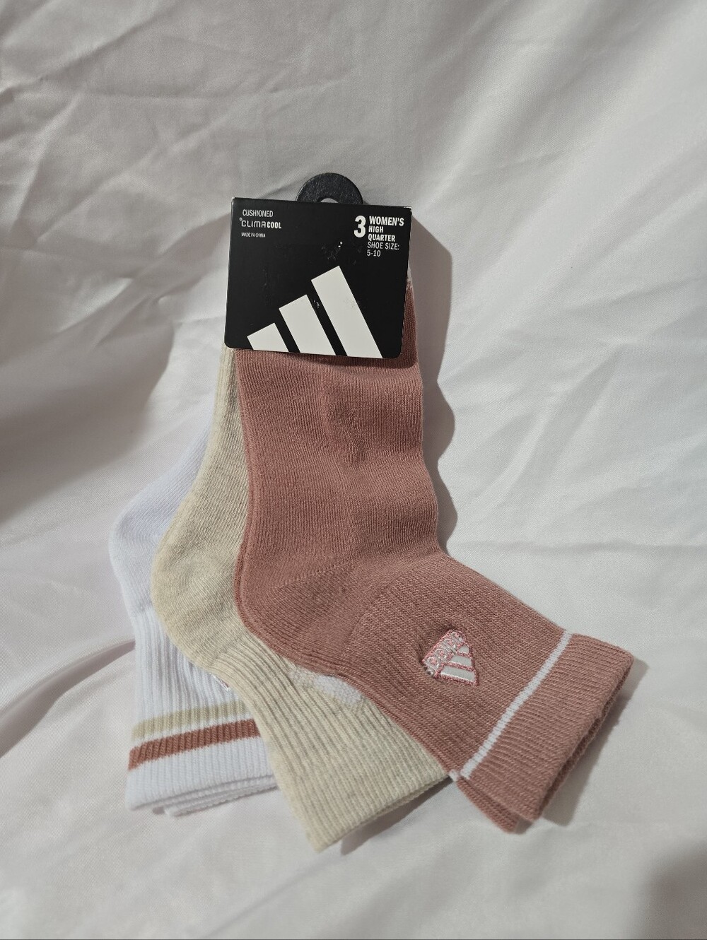 NWT Adidas Women's Cushioned Climacool High Quarter Semi Ribbed Socks 3 Pack